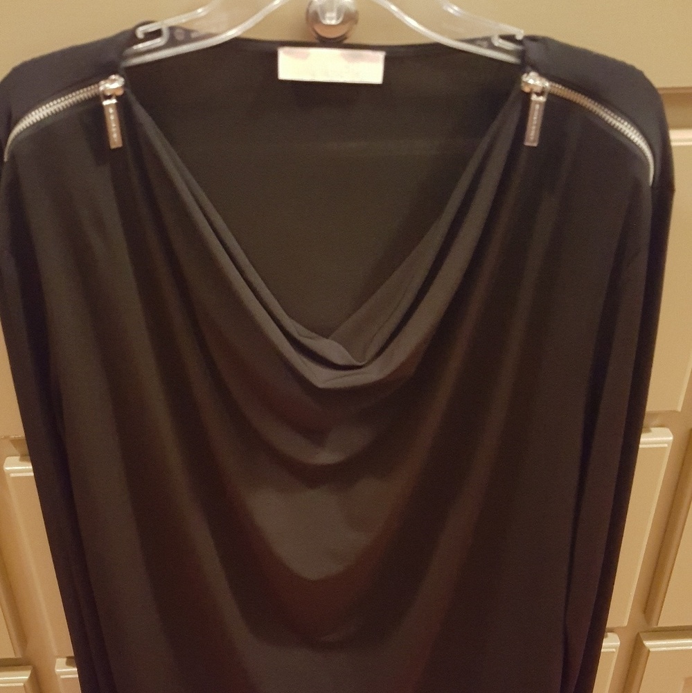 Michael Kors Zipper Shoulder Long Sleeve Shirt